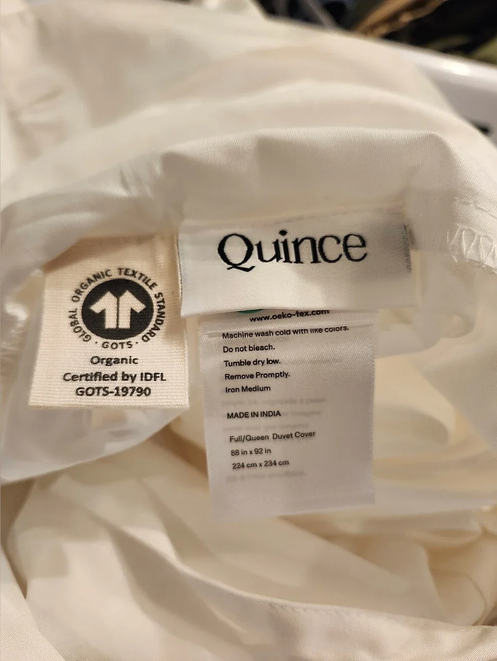 Quince Organic Crisp Percale Duvet Cover White Full Queen NWOT